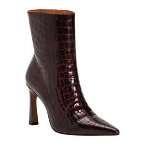 ANA PALMA Made In Spain Leather Croco Booties With Wrapped Heel